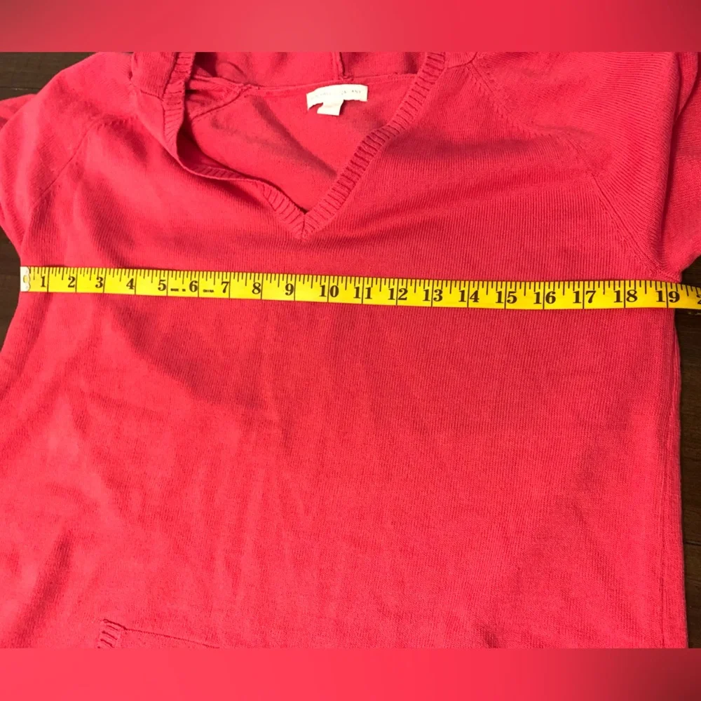 New York & Company Hot Pink Long Sleeve V-neck Pullover Sweater Hoodie Sz: Large - Picture 7 of 11